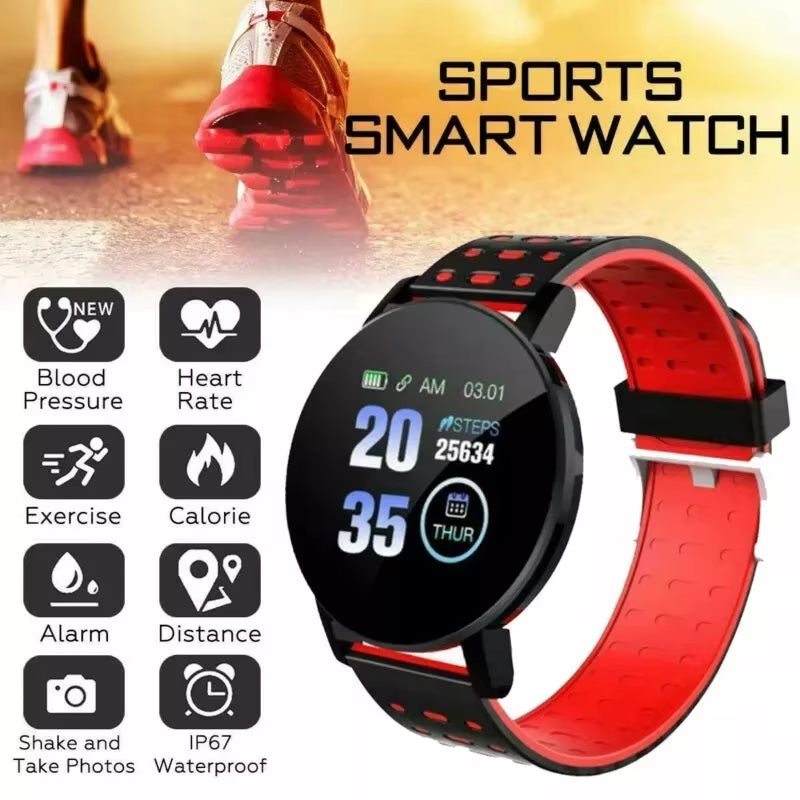 Smart Sport Watch for Men + Women (Tracks Blood Pressure, Heart Rate, Pedometer, Thermometer, Remote Control Answer Call Functions)
