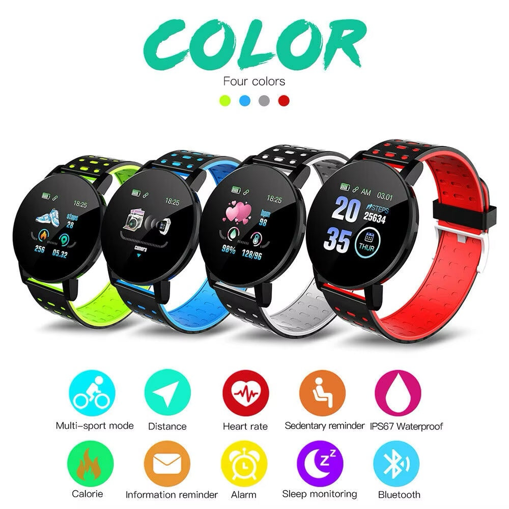 Smart Sport Watch for Men + Women (Tracks Blood Pressure, Heart Rate, Pedometer, Thermometer, Remote Control Answer Call Functions)