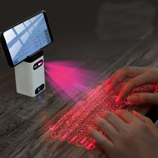 Wireless Virtual Laser Projection Keyboard IR Touch With Power Bank & Hidden Smart Phone Bracket