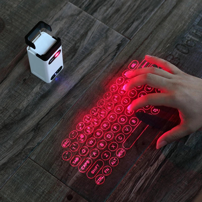 Wireless Virtual Laser Projection Keyboard IR Touch With Power Bank & Hidden Smart Phone Bracket
