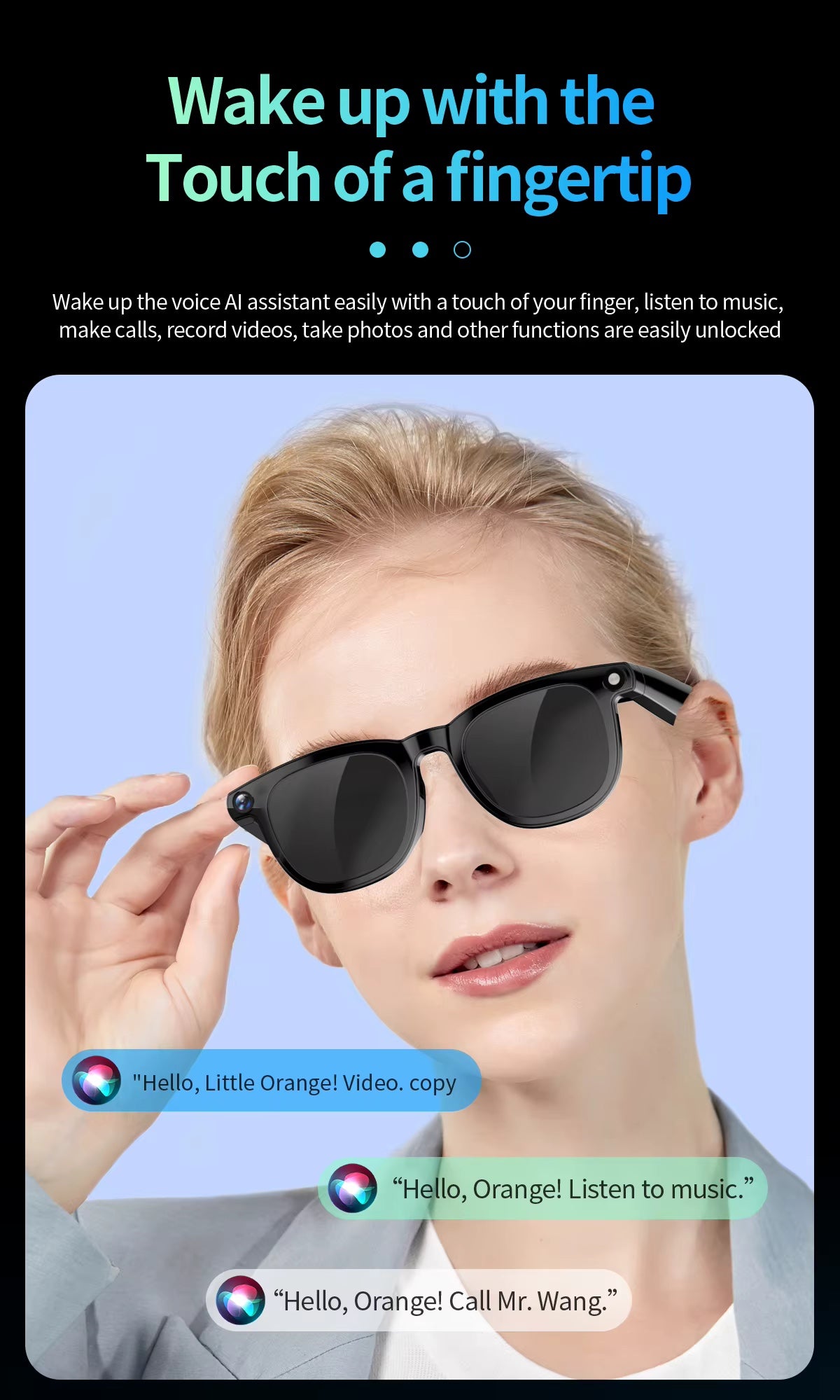 Smart Sunglasses (Photo + Video Recording Eye Glasses w/ AI Translator Audio)