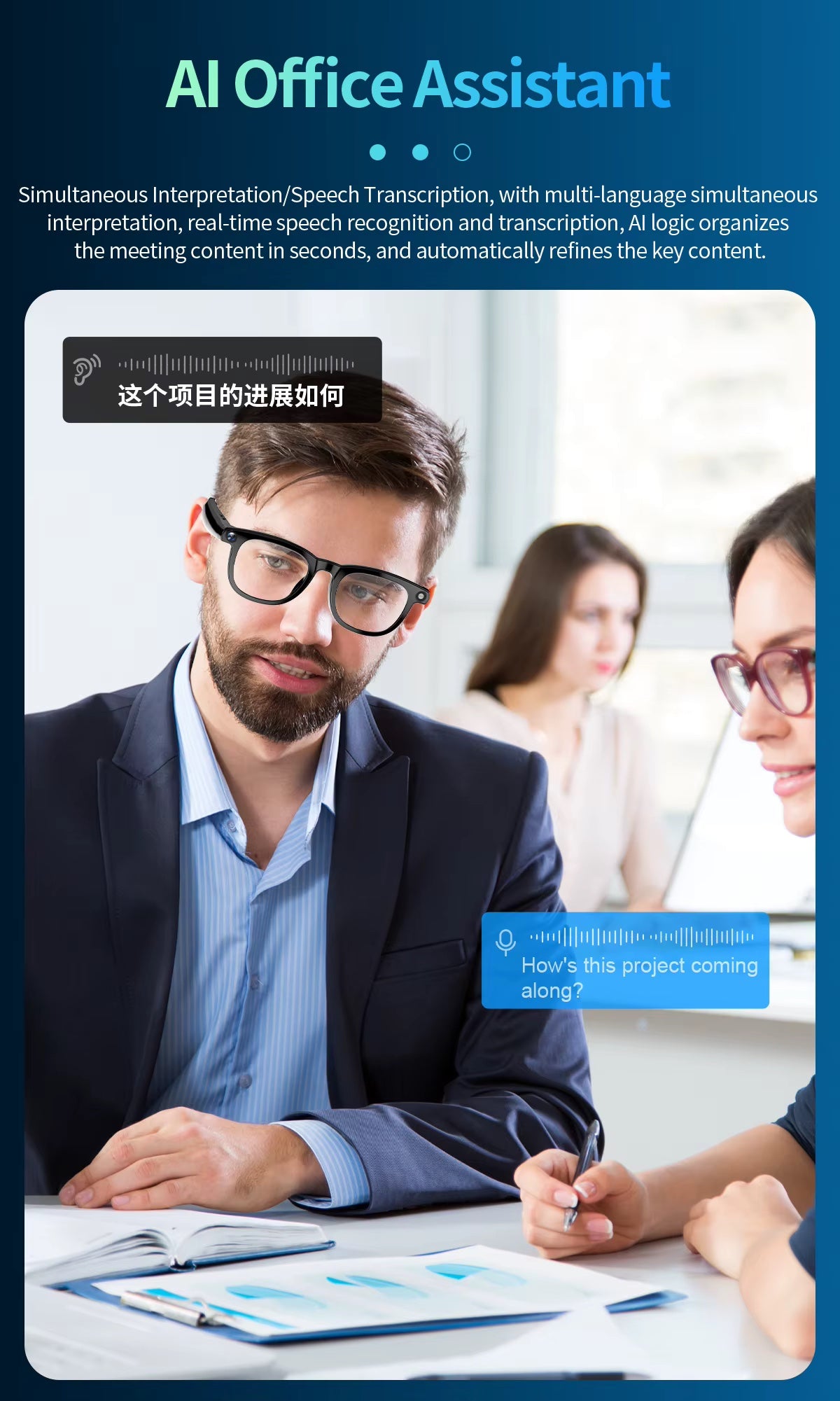 Smart Sunglasses (Photo + Video Recording Eye Glasses w/ AI Translator Audio)