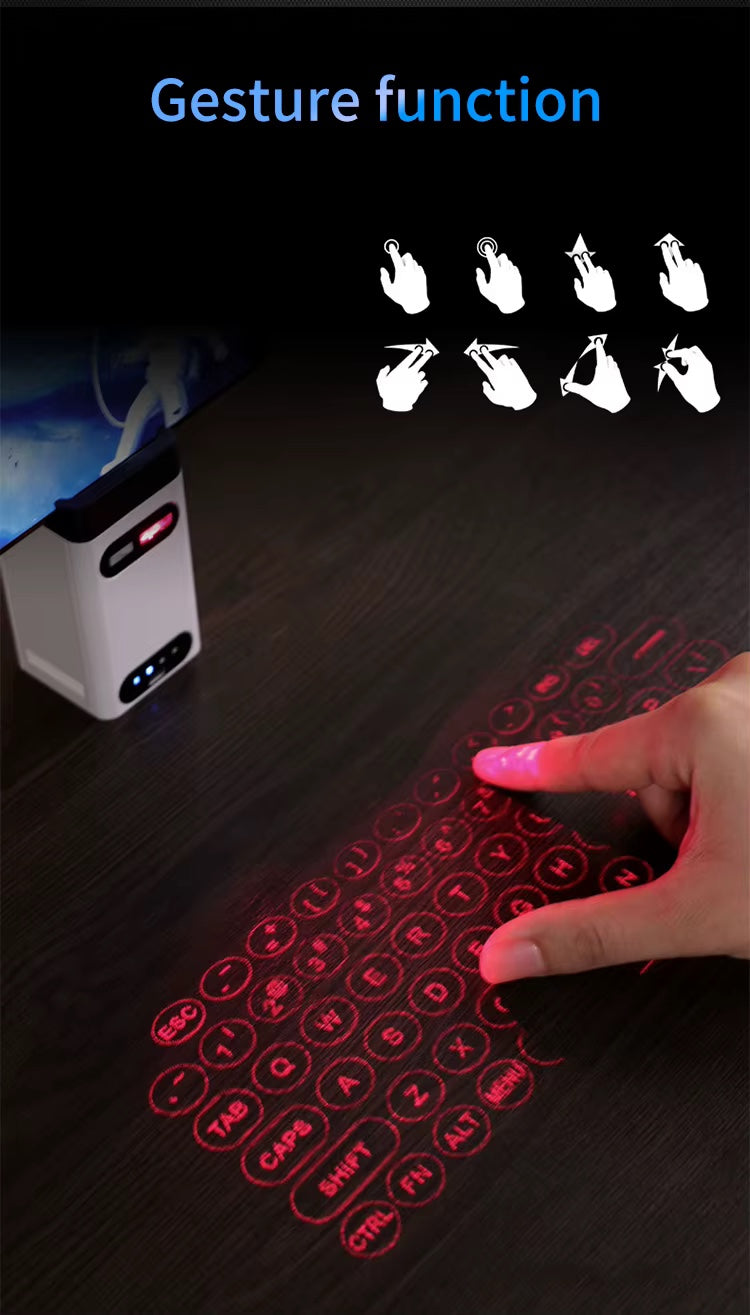 Wireless Virtual Laser Projection Keyboard IR Touch With Power Bank & Hidden Smart Phone Bracket