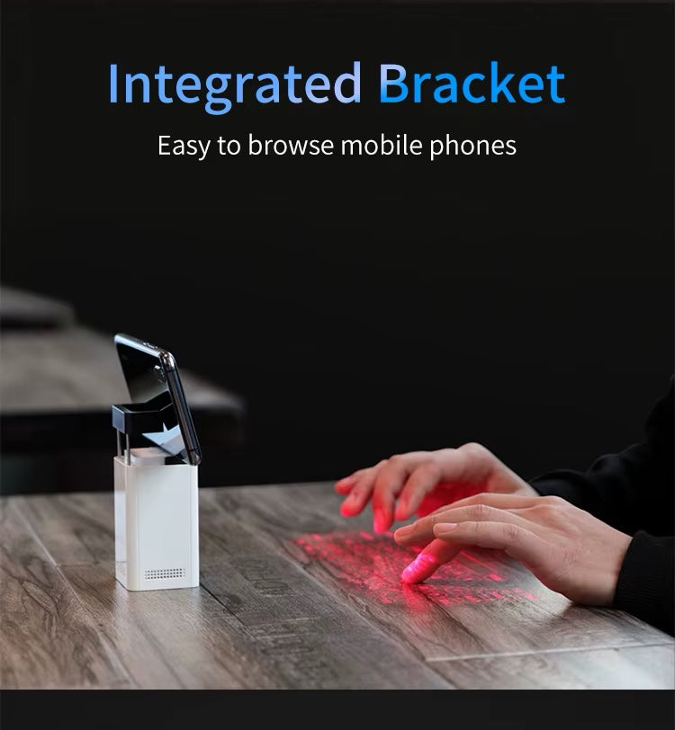 Wireless Virtual Laser Projection Keyboard IR Touch With Power Bank & Hidden Smart Phone Bracket