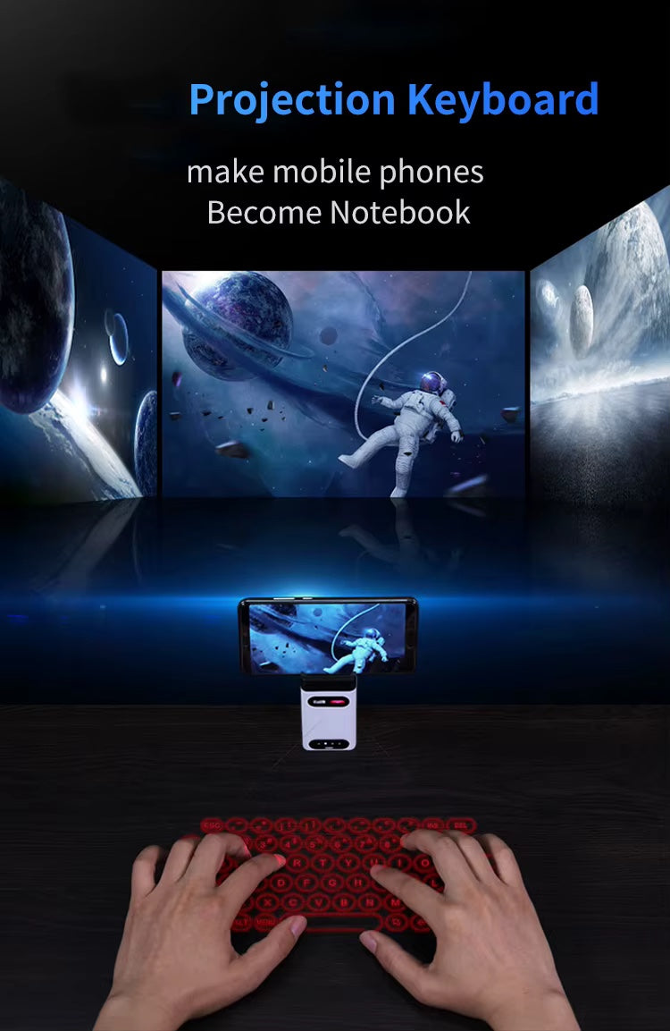 Wireless Virtual Laser Projection Keyboard IR Touch With Power Bank & Hidden Smart Phone Bracket