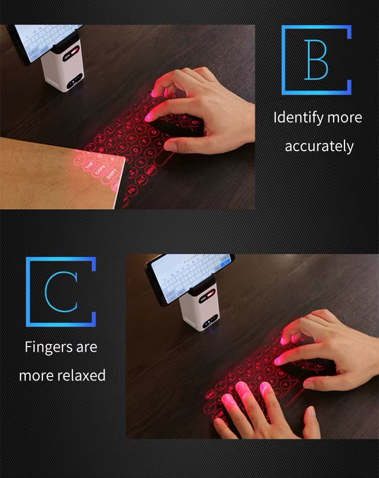 Wireless Virtual Laser Projection Keyboard IR Touch With Power Bank & Hidden Smart Phone Bracket