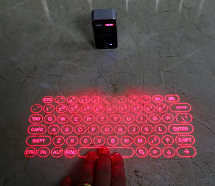 Wireless Virtual Laser Projection Keyboard IR Touch With Power Bank & Hidden Smart Phone Bracket